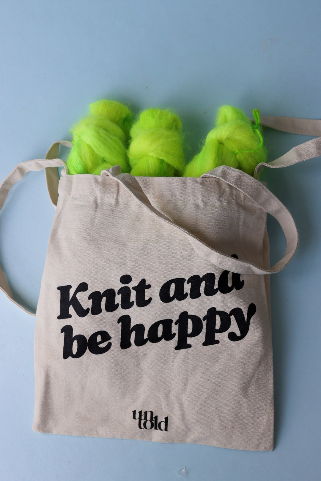 Ufortalt tote bag / Strikk og vær glad / svart