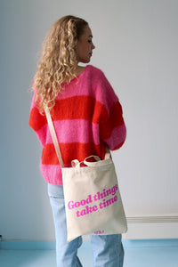 Un-told tote bag / Good things take time / rosa