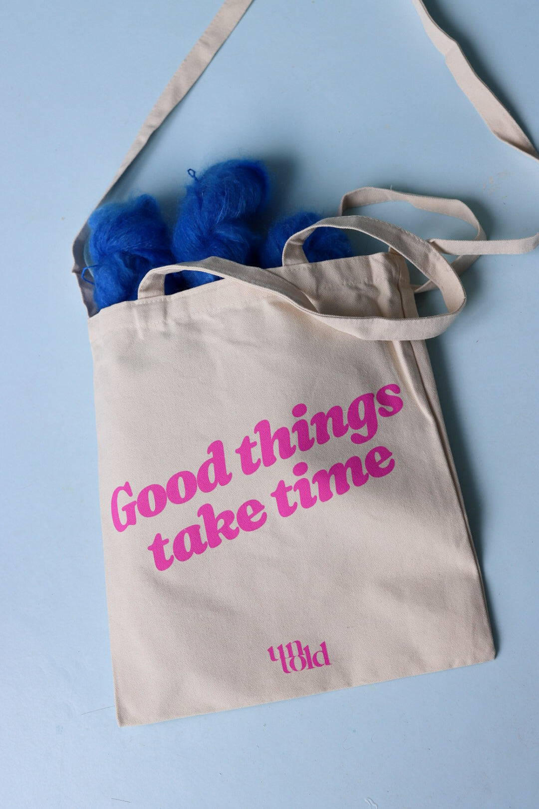 Un-told tote bag / Good things take time / rosa