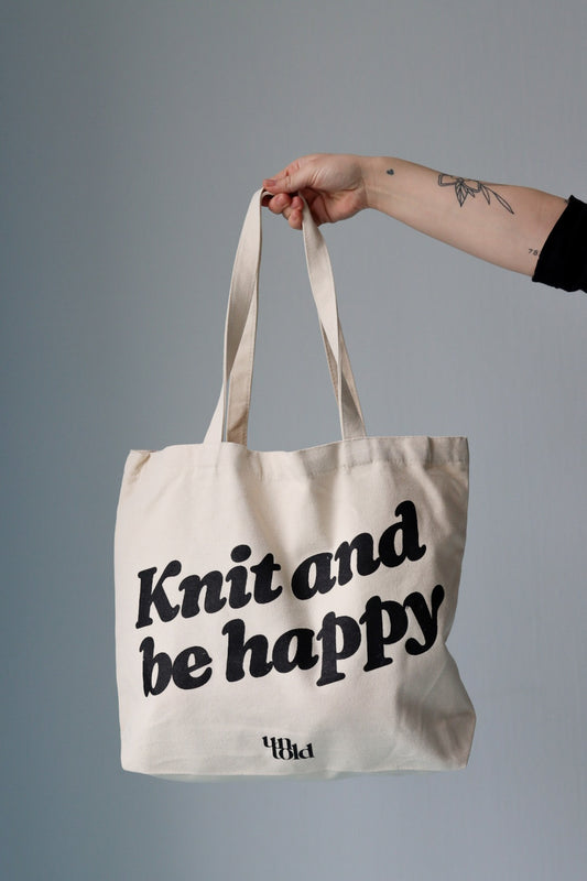 Ufortalt tote bag / Strikk og vær glad / svart