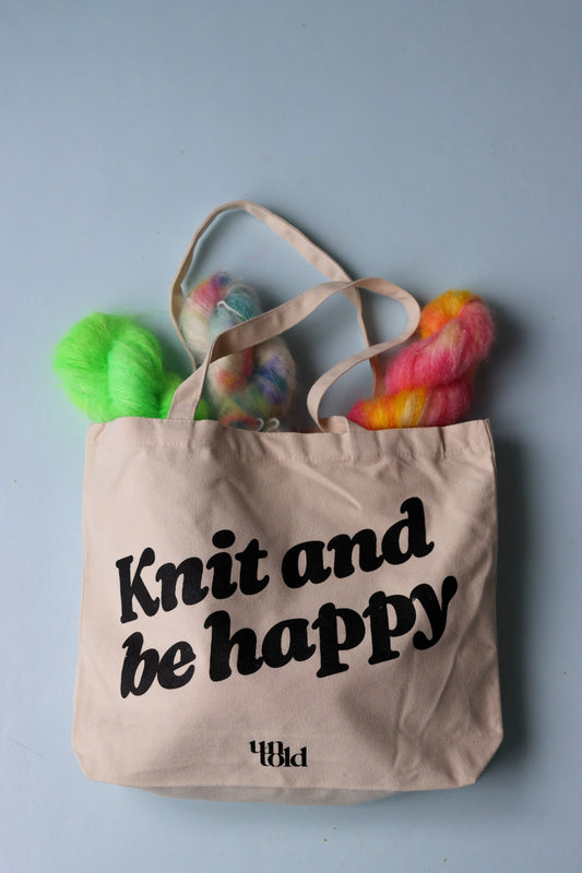 Ufortalt tote bag / Strikk og vær glad / svart