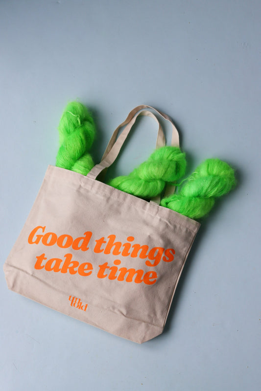 Ufortalt tote bag / Gode ting tar tid / oransje