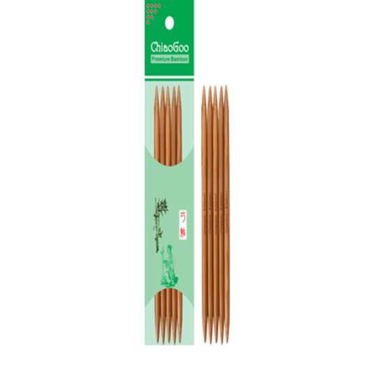 ChiaoGoo Bamboo dobbel spiss - 15 cm settpinner