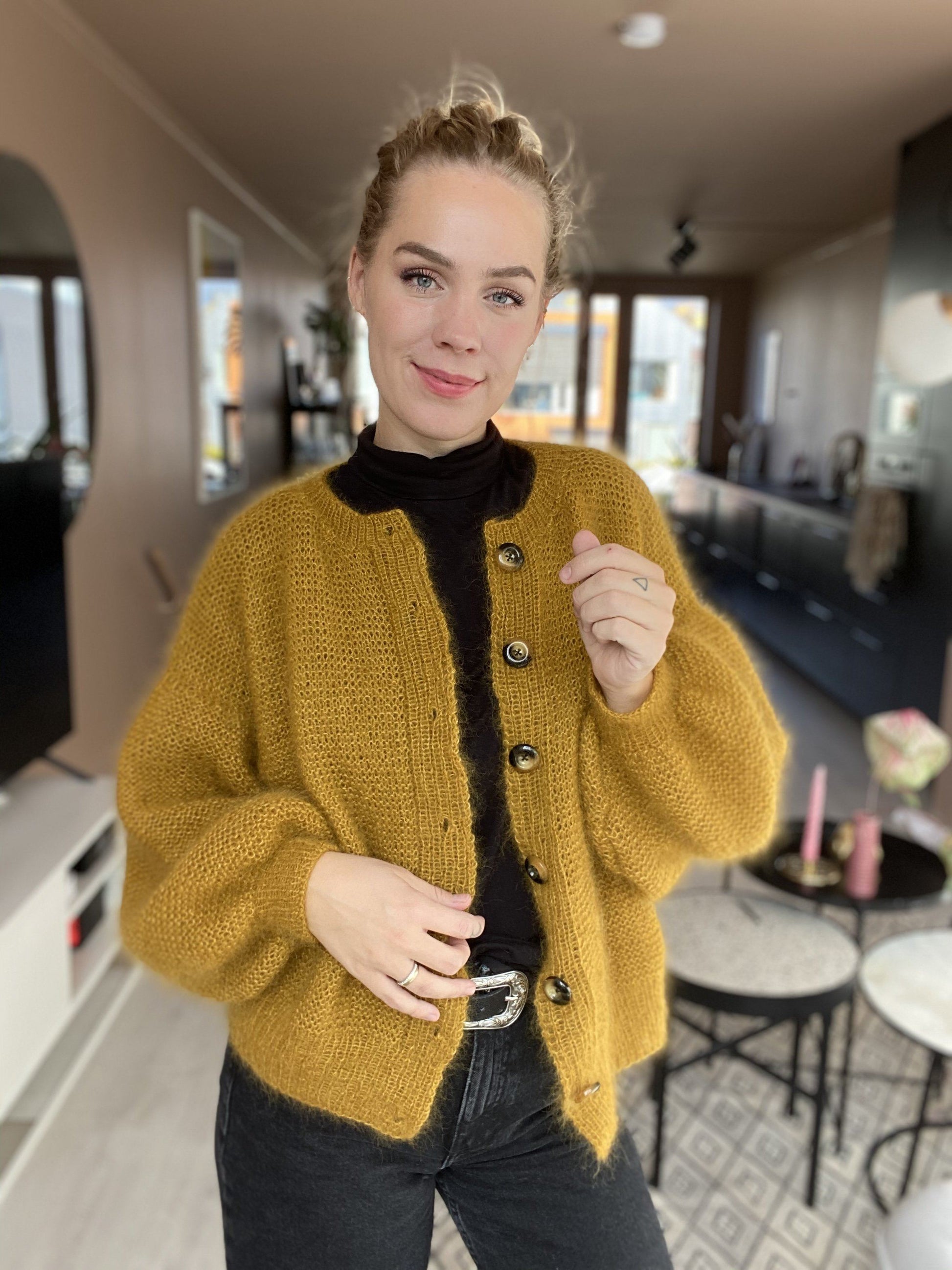 Poofcardigan Genser Guttenogstrikkemor 