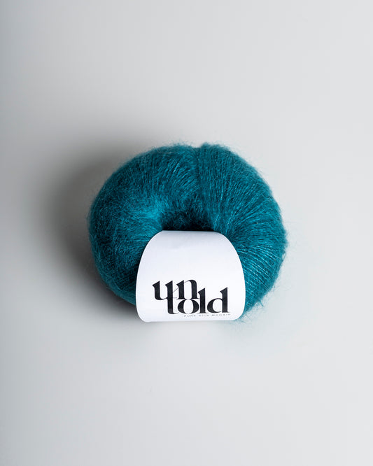 Ufortalt mohair i ren silke - Sea Green